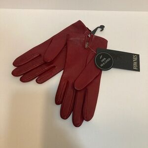 Fownes Bros Leather Gloves Red Silk Lined